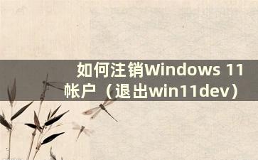 如何注销Windows 11帐户（退出win11dev）